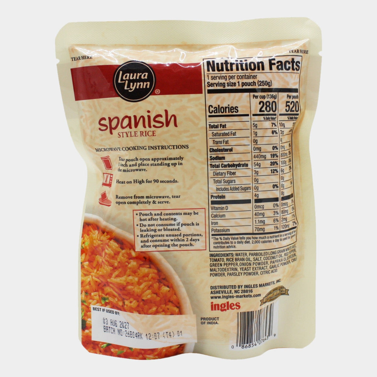 4 Pouches Laura Lynn Spanish Style Ready to Heat Rice, 8.8 oz