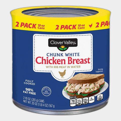 3 Packs Clover Valley Chunk White Chicken Breast in Water, 10 oz Cans, 2 pk