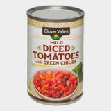 6 Cans Clover Valley Mild Diced Tomatoes with Green Chilies, 10 oz