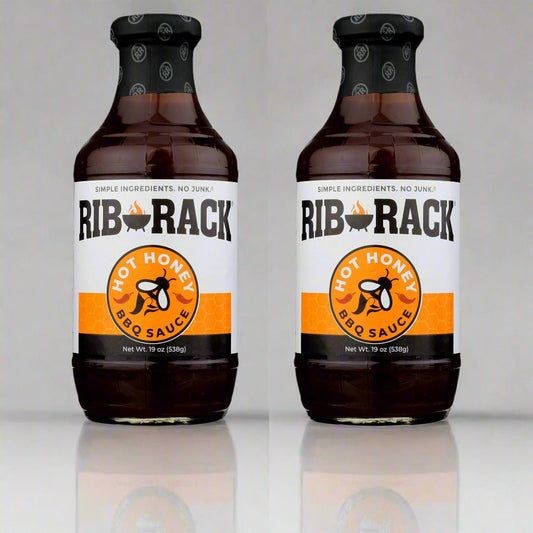 2 Bottles of Rib Rack Hot Honey BBQ Sauce, 19 oz