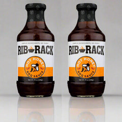 2 BOTTLES Rib Rack Hot Honey BBQ Sauce 19 oz Barbecue Pork Beef