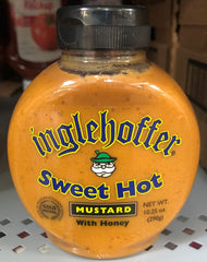 Inglehoffer Sweet Hot Mustard 10 Oz Squeezable Bottle Hot Dog Meat