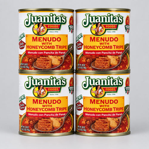 4 Cans of Juanita's Menudo with Honeycomb Tripe, 25 oz