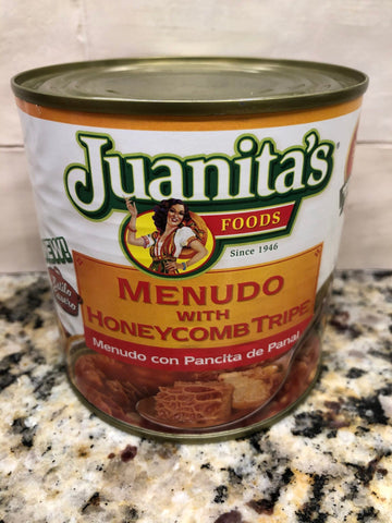 4 Cans of Juanita's Menudo with Honeycomb Tripe, 25 oz