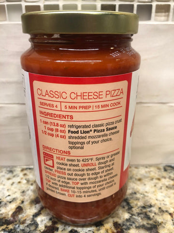 4 JARS Food Lion Classic Pizza Sauce 14 oz Jar Tomato Cheese Maker Crust Pie