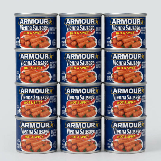 12 Cans of Armour Hot & Spicy Vienna Sausage Meat, 4.6 oz