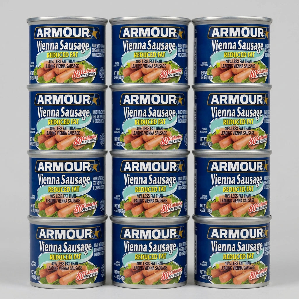 12 Cans Armour Reduced Fat Vienna Sausage Meat 4.6 oz