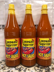 3 BOTTLES Louisiana Supreme Hot Sauce 12 oz Bottle Wing Tabasco Chili Vinegar