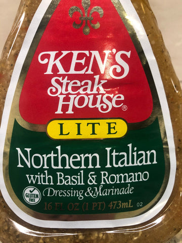 Ken's Steak House Lite Northern Italian w/ Basil & Romano Salad Dressing 16 oz