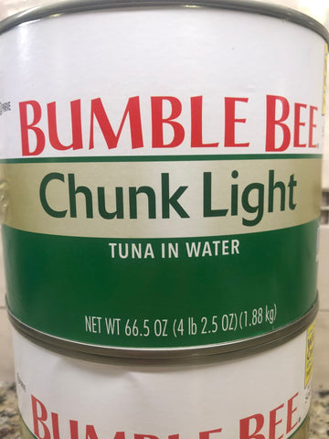 2 LARGE CANS Bumble Bee Chunk Light Tuna in Water 66.5 oz. Can Fish