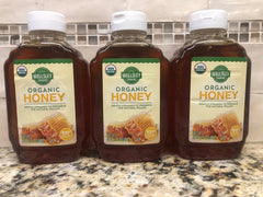 3 Bottles Wellsley Farms 100% Pure Organic Honey 24 oz Natural Pollen FREE SHIP