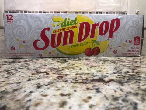 12 pack of DIET CHERRY LEMON SUN DROP Cans citrus cola SUNDROP Soda