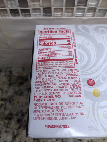 12 pack of DIET CHERRY LEMON SUN DROP Cans citrus cola SUNDROP Soda