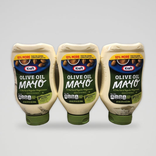 3 Bottles Kraft Reduced Fat Mayo with Olive Oil 22 oz Bottle