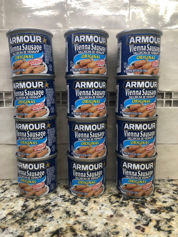 12 Cans Armour Original Vienna Sausage Meat 4.6 oz Wiener Franks FREE SHIP