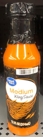 4 Bottles of Great Value Medium Wing Sauce, 12 oz