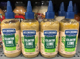 4 BOTTLES Hellmann's Cilantro Lime Sauce 9 oz Dip Pork Fish Taco