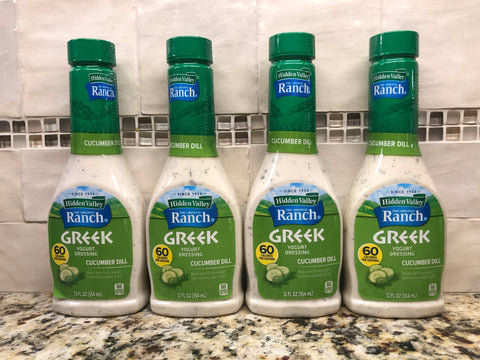 4 BOTTLES Hidden Valley Greek Yogurt Cucumber Dill Ranch Salad Dressing 12 oz