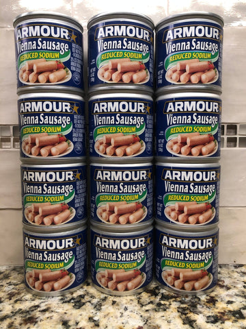 12 Cans Armour Reduced Sodium Vienna Sausage Meat 4.6 oz Wiener Low Salt