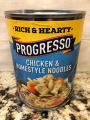 10 Cans of Progresso Rich & Hearty Chicken & Homestyle Noodle Soup, 19 oz