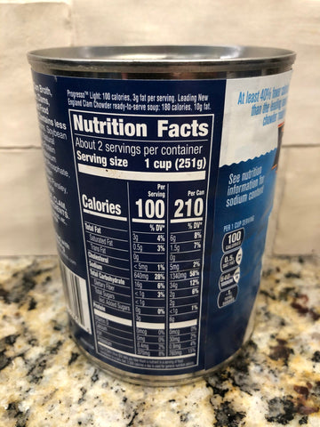10 Cans of Progresso Light New England Clam Chowder Soup, 18.5 oz