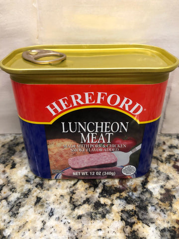 4 CANS Hereford Luncheon Meat w/ Pork & Chicken Smoke Flavor 12 Oz