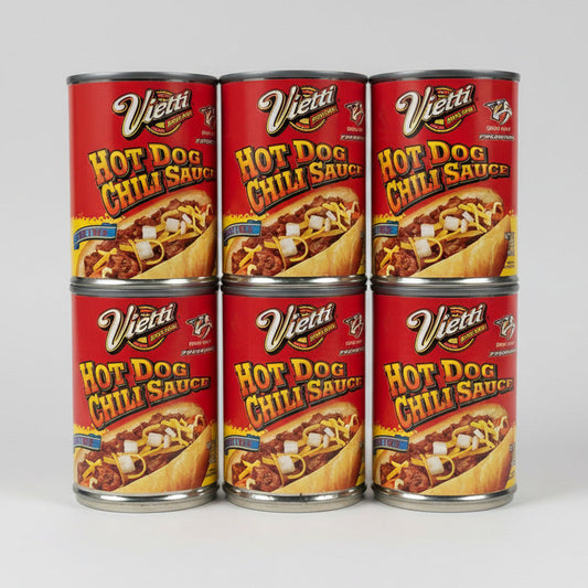 6 Cans of Vietti Hot Dog Chili Sauce Original Recipe, 10 oz
