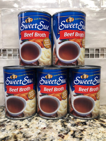 5 CANS Sweet Sue Home Style Beef Broth 14.5 oz Can Soup French Dip