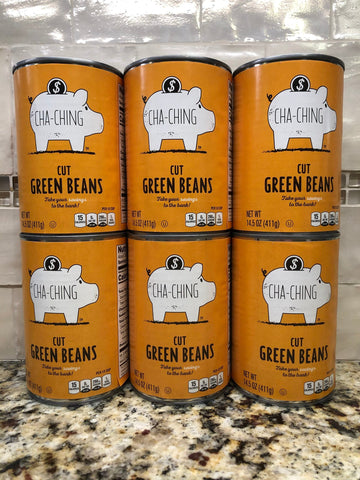 6 CANS Cha Ching Cut Green Beans 14.5 oz Can Snapped String