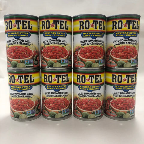 8 ROTEL Mexican Style Diced Tomatoes with Lime Juice Cilantro 10 oz Cans RO*TEL