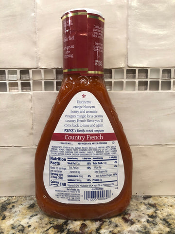 Ken's Steak House Country French with Orange Blossom Honey Salad Dressing 16 oz Bottle