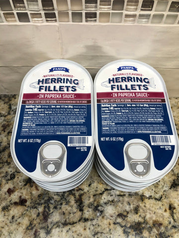 8 CANS Pampa Herring Fillets in Paprika Sauce 6 oz Can Tin Sardines (Copy)