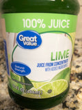 Great Value Lime 100% Juice, 15 oz
