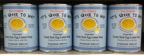 4 CANS It's Greek To Me! Greek Style Egg Lemon Orzo Chicken Soup 20.2 Oz Can