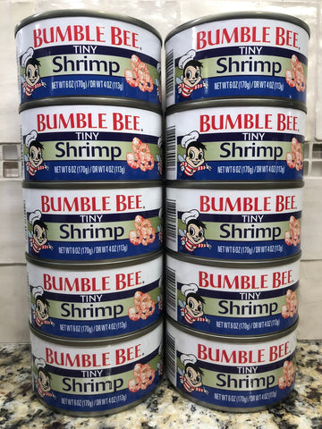 10 CANS BUMBLE BEE Tiny Shrimp 6 oz Dip Cake Food Salad Snack