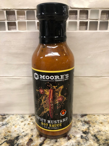 Moore's Spicy Mustard Tangy Hot Sauce 6 Oz Marinade Cayenne Pepper