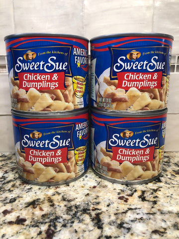 4 CANS Sweet Sue Chicken & Dumplings 20 oz. can Biscuit Pastry Stew