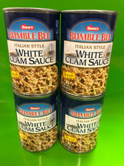 4 CANS SNOW'S BY BUMBLE BEE Italian Style White Clam Sauce 15 oz Linguine Pasta