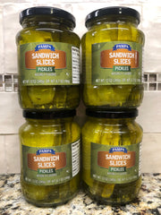 4 JARS Pampa Sandwich Slices Pickle 12 oz Jar Stacker Kosher Sub Sandwich