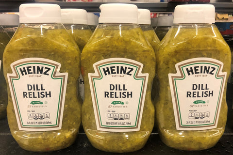 3 BOTTLES Heinz Dill Relish 26 oz Pickle Hamburger Hot Dog Cubes