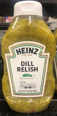 3 BOTTLES Heinz Dill Relish 26 oz Pickle Hamburger Hot Dog Cubes