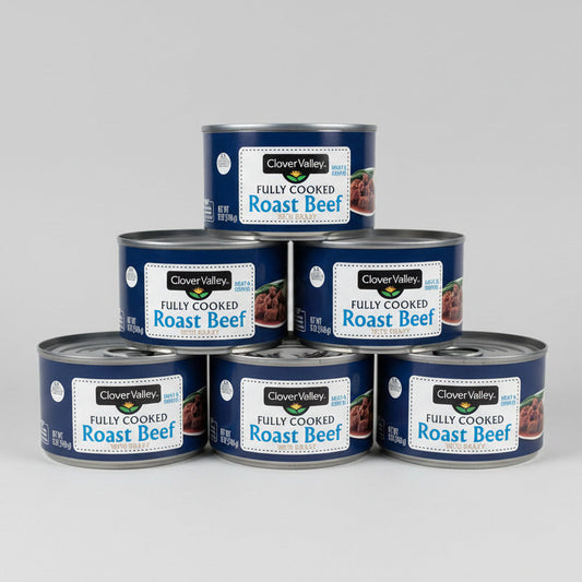 6 Cans of Clover Valley Roast Beef with Gravy, 12 oz