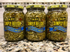 3 JARS Mount Olive Simply Relish Deli Style Sweet Pickle Relish 16 oz Mt