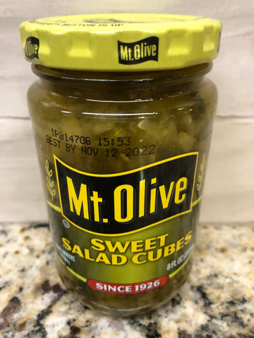 6 JARS Mount Olive Sweet Salad Cubes 8 oz Pickle Salad Tuna Relish Mt