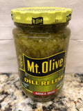 6 JARS Mount Olive Dill Relish 8 oz Pickle Hamburger Hot Dog Cubes Mt