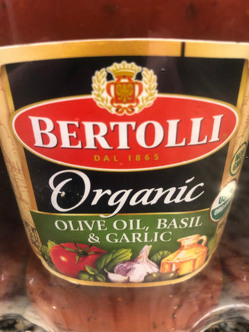 3 Jars Bertolli Organic Olive Oil, Basil & Fresh Garlic Tomato Sauce Pasta