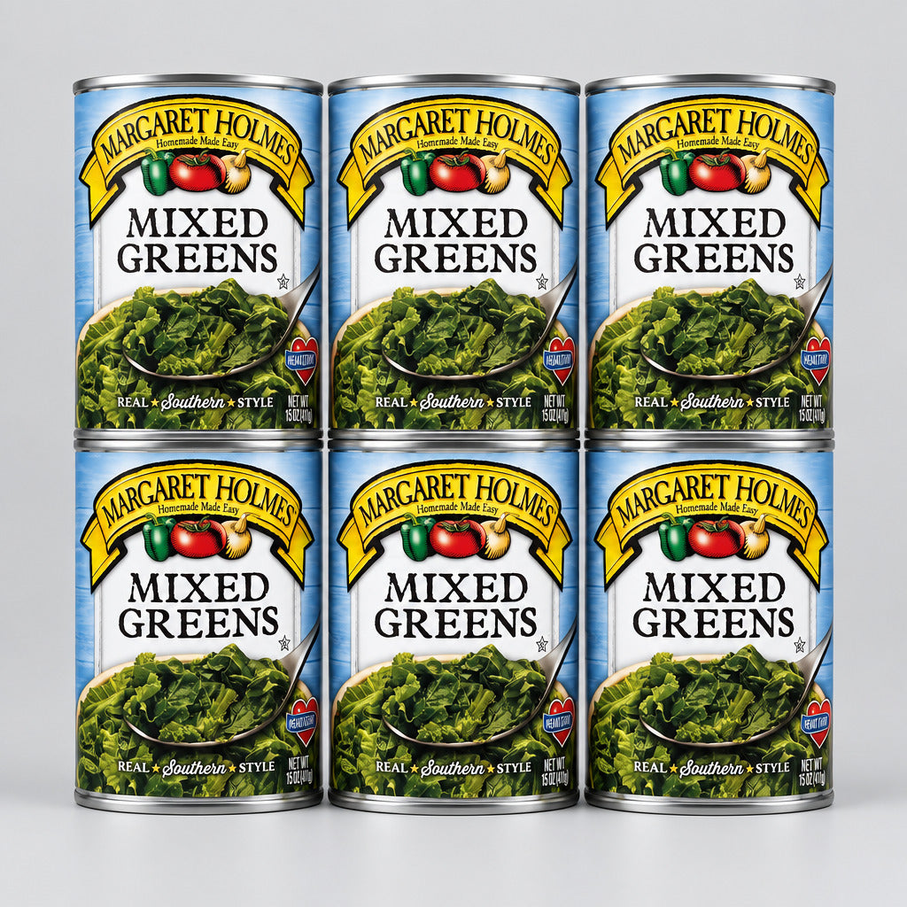 6 Cans of Margaret Holmes Southern Style Mixed Greens, 14.5 oz