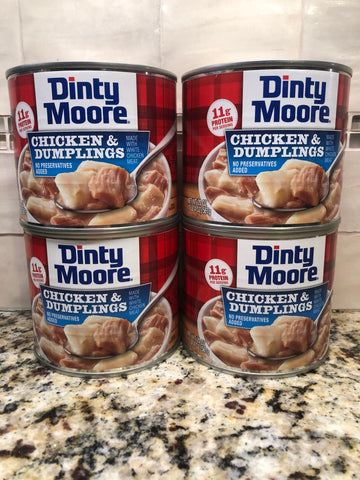 4 CANS Dinty Moore Chicken and Dumplings 20 oz Can Pastry Biscuit heat & eat