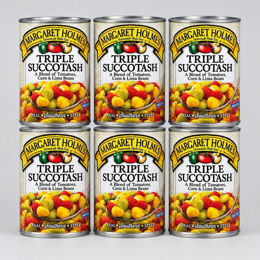 6 Cans of Margaret Holmes Triple Succotash corn beans tomatoes, 14.5 oz