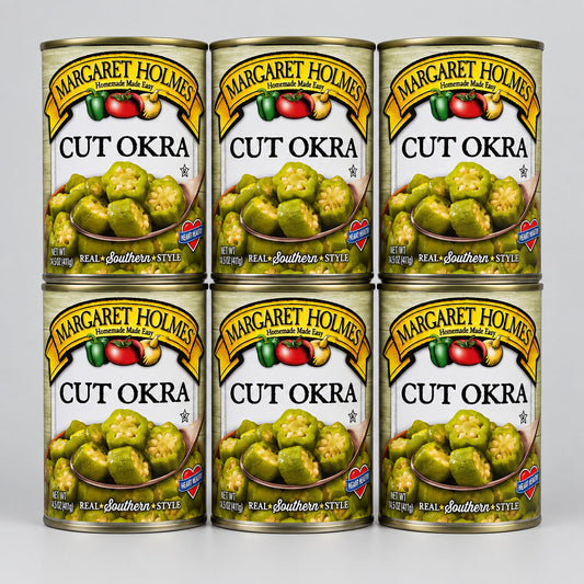 6 Cans of Margaret Holmes Southern Style Cut Okra, 14.5 oz